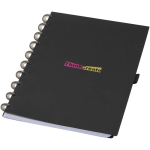 Diary with synthetic leather cover and disc binding black colour pad printing view