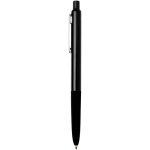Recycled aluminium ballpoint pen with soft rubber grip, blue ink black colour side view