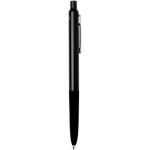 Recycled aluminium ballpoint pen with soft rubber grip, blue ink black colour second side view