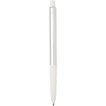 Recycled aluminium ballpoint pen with soft rubber grip, blue ink white colour second rear view