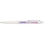 Recycled aluminium ballpoint pen with soft rubber grip, blue ink white colour