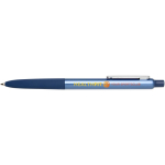 Recycled aluminium ballpoint pen with soft rubber grip, blue ink navy-blue colour