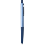Recycled aluminium ballpoint pen with soft rubber grip, blue ink navy-blue colour second side view