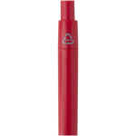 RCS recycled plastic mini ballpoint pen with blue ink red colour close-up view 1