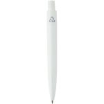 RCS recycled plastic mini ballpoint pen with blue ink white colour second rear view