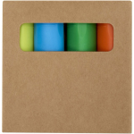 Set of 4-colour mini highlighters in kraft box mixed colour second view with box
