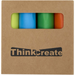 Set of 4-colour mini highlighters in kraft box mixed colour screen printing view