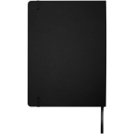 A4 hardback notebook with elastic closure and synthetic leather, ruled pages black colour second rear view