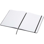 A4 hardback notebook with elastic closure and synthetic leather, ruled pages black colour second view
