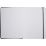 A4 hardback notebook with elastic closure and synthetic leather, ruled pages black colour third front view