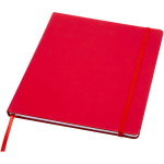 A4 hardback notebook with elastic closure and synthetic leather, ruled pages red colour