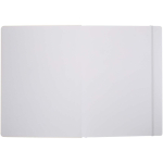 A4 hardback notebook with elastic closure and synthetic leather, ruled pages white colour third front view