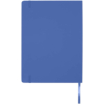 A4 hardback notebook with elastic closure and synthetic leather, ruled pages royal blue colour second rear view