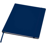 A4 hardback notebook with elastic closure and synthetic leather, ruled pages navy-blue colour