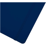 A4 hardback notebook with elastic closure and synthetic leather, ruled pages navy-blue colour close-up view 1
