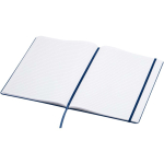 A4 hardback notebook with elastic closure and synthetic leather, ruled pages navy-blue colour second view