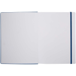 A4 hardback notebook with elastic closure and synthetic leather, ruled pages navy-blue colour third front view