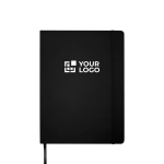 A4 hardback notebook with elastic closure and synthetic leather, ruled pages main view