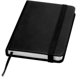 A7 hardback notebook with faux leather cover, elastic closure and lined pages black colour