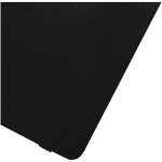 A7 hardback notebook with faux leather cover, elastic closure and lined pages black colour close-up view 1