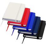 A7 hardback notebook with faux leather cover, elastic closure and lined pages black colour second multiple colours view