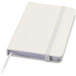 A7 hardback notebook with faux leather cover, elastic closure and lined pages white colour
