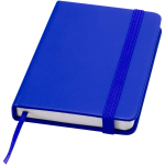 A7 hardback notebook with faux leather cover, elastic closure and lined pages royal blue colour