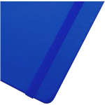 A7 hardback notebook with faux leather cover, elastic closure and lined pages royal blue colour close-up view 1