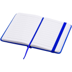 A7 hardback notebook with faux leather cover, elastic closure and lined pages royal blue colour second view