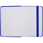 A7 hardback notebook with faux leather cover, elastic closure and lined pages royal blue colour third front view