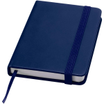 A7 hardback notebook with faux leather cover, elastic closure and lined pages navy-blue colour