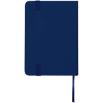 A7 hardback notebook with faux leather cover, elastic closure and lined pages navy-blue colour second rear view
