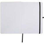A5 hardback notebook with elastic closure and soft-touch finish, lined pages black colour third front view