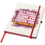 A5 hardback notebook with elastic closure and soft-touch finish, lined pages red colour