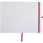 A5 hardback notebook with elastic closure and soft-touch finish, lined pages red colour third front view