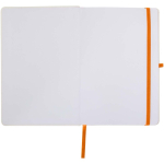 A5 hardback notebook with elastic closure and soft-touch finish, lined pages orange colour third front view