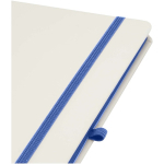 A5 hardback notebook with elastic closure and soft-touch finish, lined pages royal blue colour close-up view 1