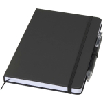 A5 hard cover notebook and blue ink pen set black colour