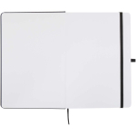A5 hard cover notebook and blue ink pen set black colour third front view