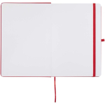 A5 hard cover notebook and blue ink pen set red colour third front view