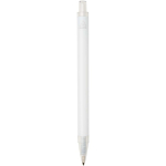 A5 hard cover notebook and blue ink pen set white colour third rear view
