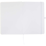 A5 hard cover notebook and blue ink pen set white colour third front view