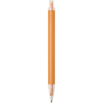 A5 hard cover notebook and blue ink pen set orange colour third rear view