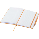 A5 hard cover notebook and blue ink pen set orange colour second view