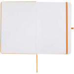A5 hard cover notebook and blue ink pen set orange colour third front view
