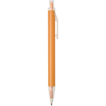 A5 hard cover notebook and blue ink pen set orange colour second side view