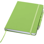 A5 hard cover notebook and blue ink pen set lime colour