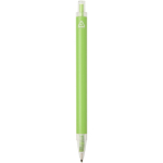 A5 hard cover notebook and blue ink pen set lime colour third rear view