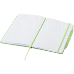 A5 hard cover notebook and blue ink pen set lime colour second view