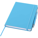 A5 hard cover notebook and blue ink pen set light blue colour